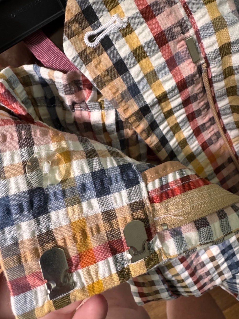 NWT LOFT Plaid Seersucker Paperbag Belted Shorts Size L - Picture 3 of 8